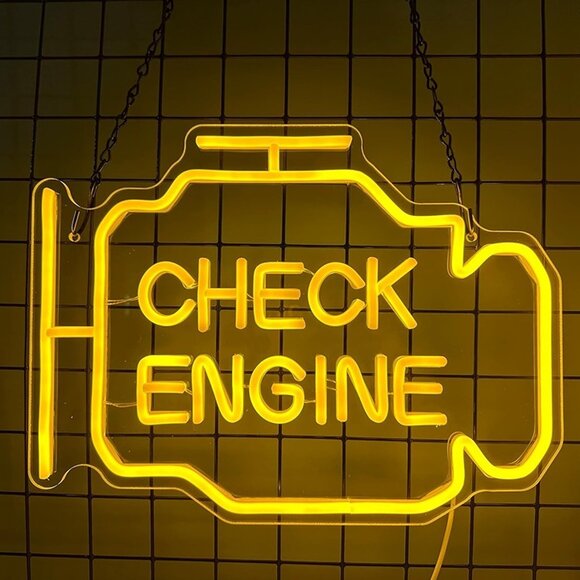 NEW Check Engine Light Neon Signs for Wall Decor, LED Garage Neon Signs Wall Art - Picture 3 of 9
